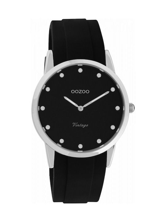 Oozoo Vintage Ρολόι με Καουτσούκ Λουράκι σε Μαύρο χρώμα