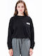 Gekürzt Damen Sweatshirt Schwarz