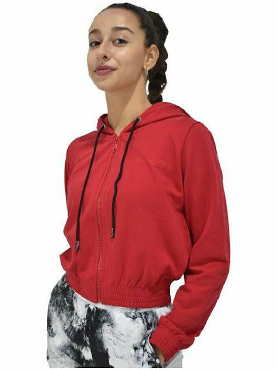 Cropped Women's Hoodie Sweater with Hood Red