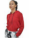 Cropped Women's Hoodie Sweater with Hood Red