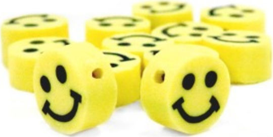 Clay Craft Beads Yellow 1pcs Smiley Bead 10mm