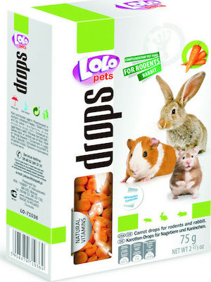 Lolo Pets Tratează pentru Porc indian / Iepure / Hamster cu Morcov Carrot Drops 75gr