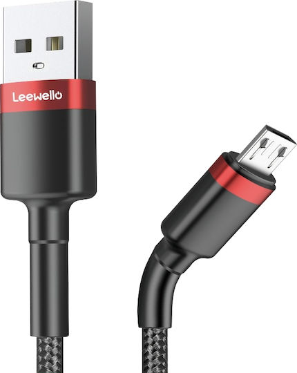 Leewello SJX-196 Braided USB 2.0 to micro USB Cable Μαύρο 1m