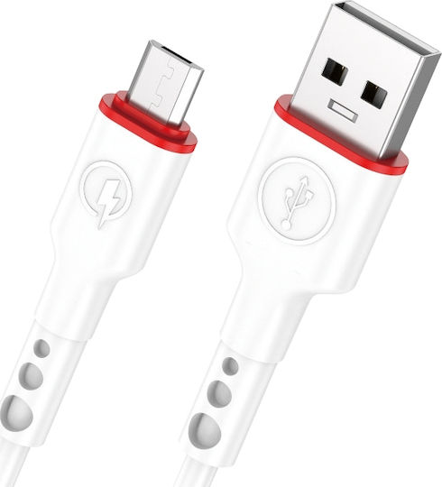 Leewello SJX-210 Regular USB 2.0 to micro USB Cable Λευκό 1m