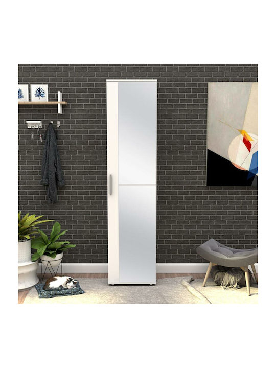 Flat Wooden Shoe Organizer with 10 Shelves White 45x36x187cm