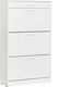 Flat Wooden Shoe Organizer with 3 Shelves White 75x29x128cm