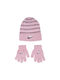 Nike Kids Beanie Set with Gloves Knitted Pink