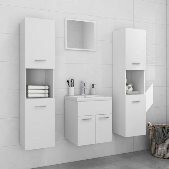 vidaXL Waschtisch mit Waschbecken, Spiegel & Säule L41xB38.5xH46cm Weiß