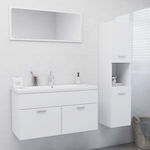 vidaXL Bench with Washbasin, Mirror & Column L90xW38.5xH46cm White