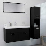 vidaXL Bench with Washbasin, Mirror & Column L90xW38.5xH46cm Black