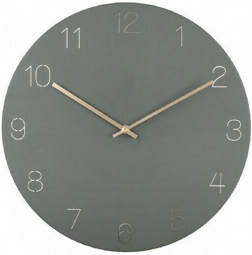 Karlsson Charm Gravierte Zahlen Wanduhr Metallisch Grün Ø40cm