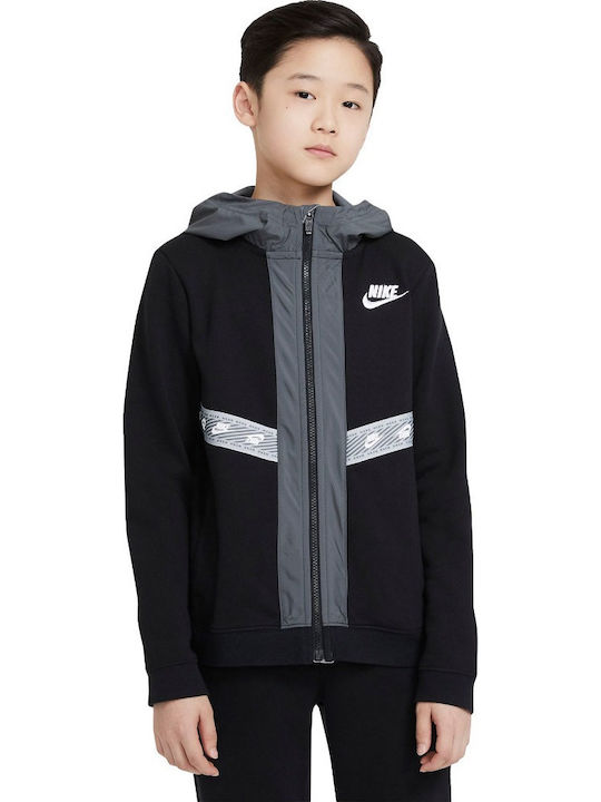 Nike Αθλητική Παιδική Ζακέτα Φούτερ με Κουκούλα Μαύρη Elevated Teims