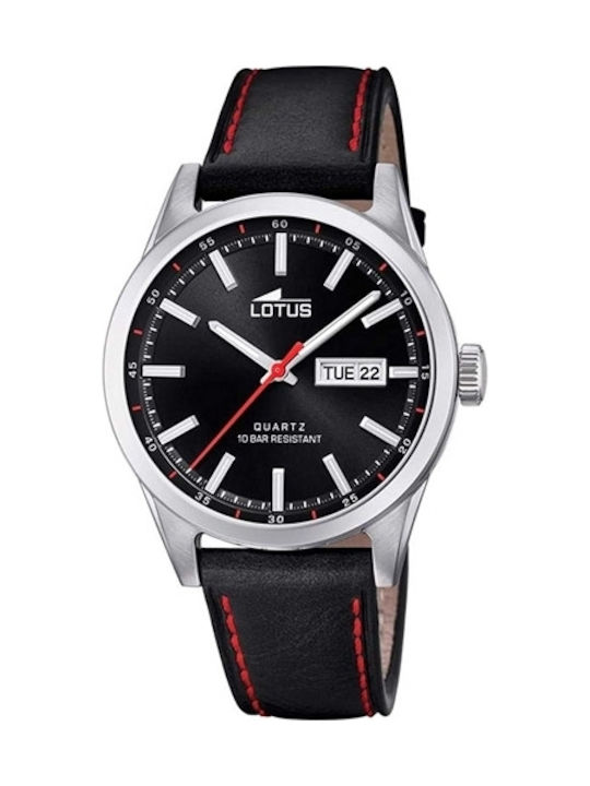 Lotus Watches Herrenuhr 42mm Batterie mit Schwarz Lederarmband