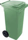 Karavatsis 377-273 Plastic Wheeled Waste Bin 120lt with Pedal Green