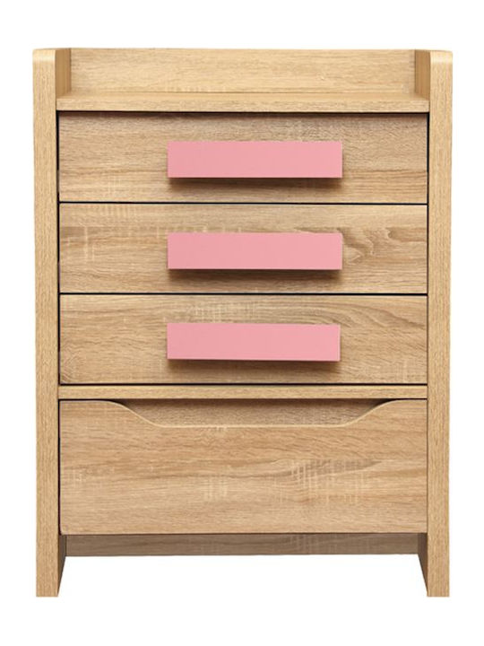 Kids Chest of Drawer Sonoma / Ροζ with 4 Drawer 63x40x80εκ.