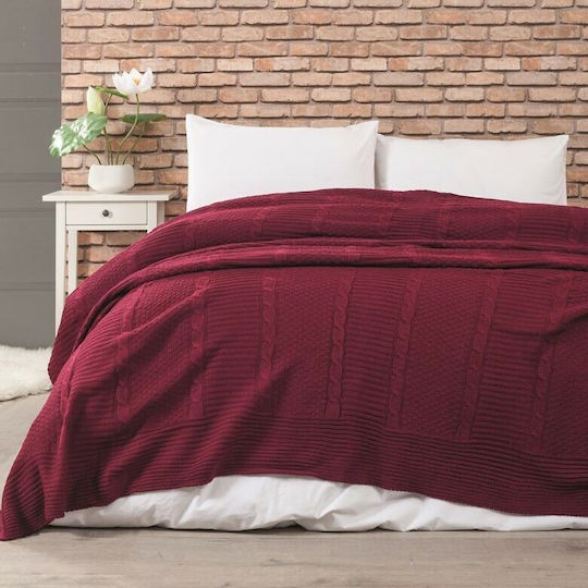 Cokitex Edenhill Knitted Blanket Double 220x240cm Burgundy