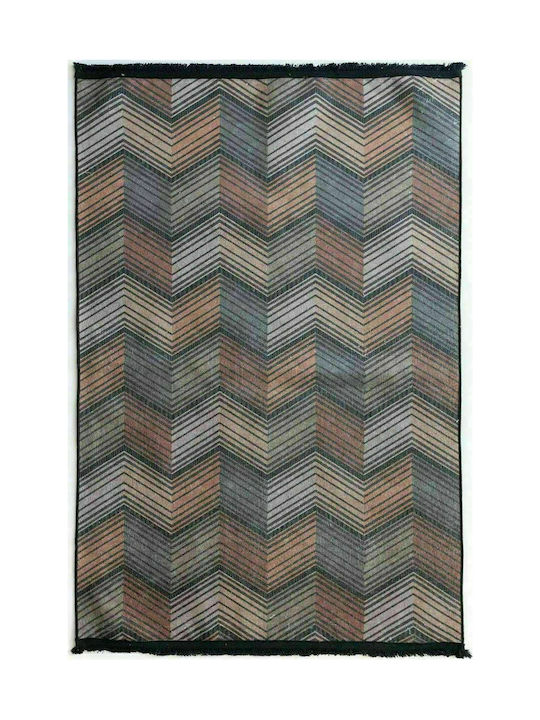 Palamaiki DC009 Teppich Rechteckig Synthetisch,Polyester/Cotton/Leather mit Fransen Grey / Brown / Beige mit Quasten
