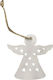 Hanging Ornament Angel Wooden White 6.5x7cm
