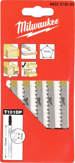 Milwaukee T101d Jig Saw Blade for Wood 75mm 5pcs 3921047
