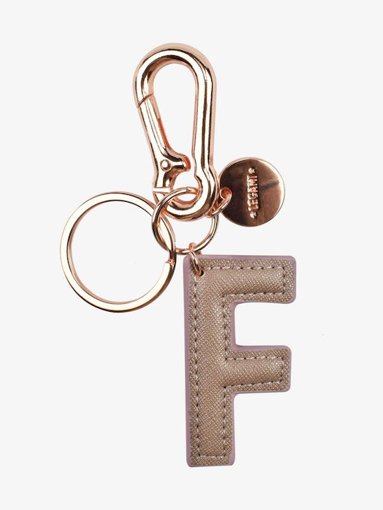 Legami Milano Keychain My Initial - F Leather Monogram Pink