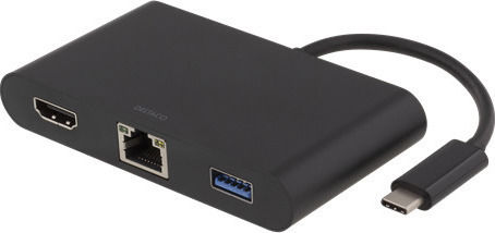 Deltaco USB-C / USB-A Docking Station με 4K PD Ethernet Μαύρο (USBC-1267)