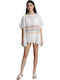 Doca Damen Mini Kaftan Strand Weiß