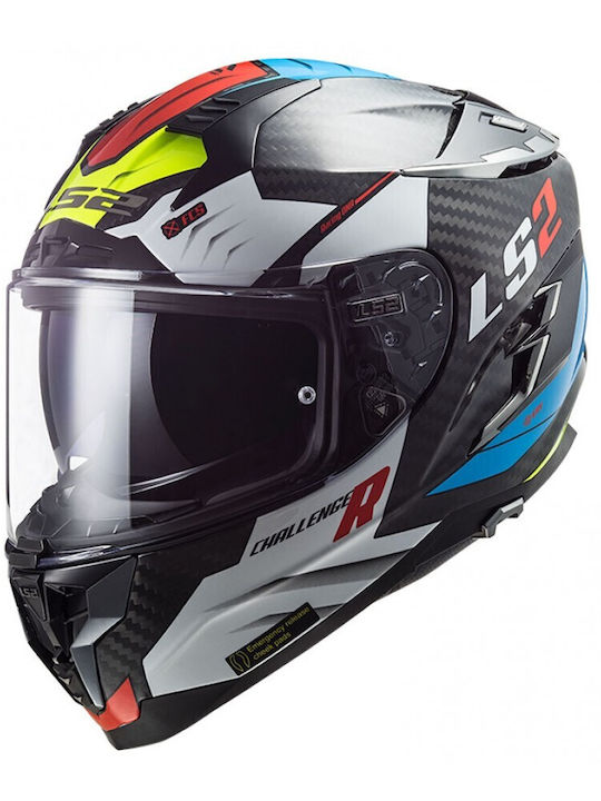 LS2 FF327 C Challenger Carbon Full Face Helmet with Sun Visor ECE 22.05 1350gr Sporty White