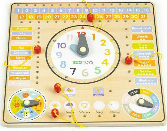 Ecotoys Πίνακας Ρολόι με Δραστηριότητες Educational Time Learning Game made of Wood for 3+ years Years Old