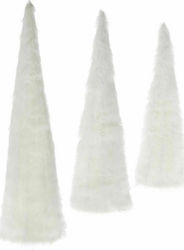 Iliadis Christmas Decorative Fabric Tree Cone White 3pcs