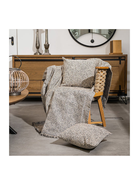 Cokitex Ani Armchair Throw Chenille 180x180cm Beige / Black