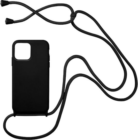 Sonique CarryHang Back Cover Σιλικόνης 0.5mm με Λουράκι Μαύρο (iPhone 13 Pro Max)