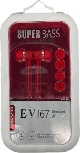 EV167 În ureche Handsfree cu Mufă 3.5mm Roșu