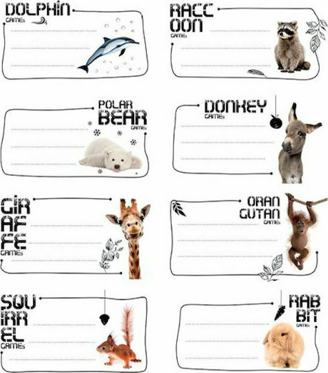 A&G Paper Cuties Animals Ετικέτες Τετραδίων 8x4.5cm 16τμχ