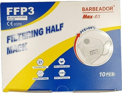 Max Barbeador Max-03 Filtering Half Μάσκα Προστασίας FFP3 σε Γκρι χρώμα 10τμχ