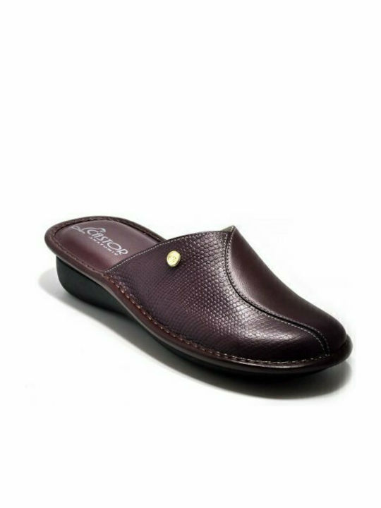 Anatomical Leather Women's Slippers Burgundy