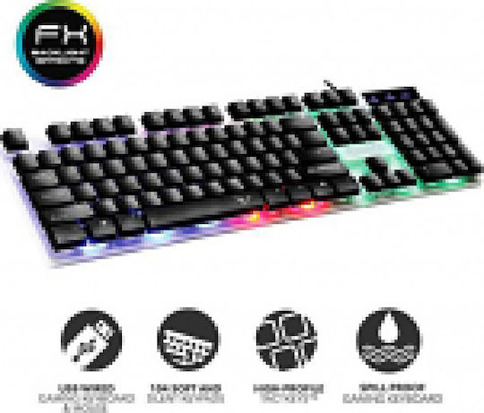 Alcatroz Spill Proof XKB100 Gaming Keyboard with RGB lighting (English US) Silver