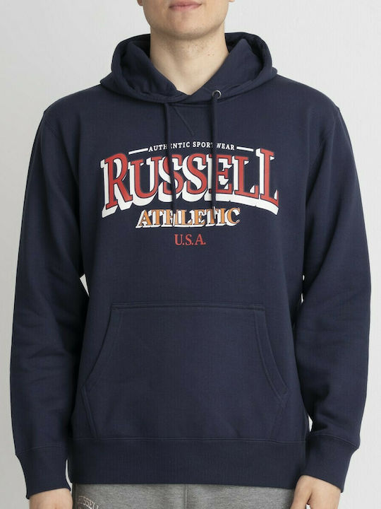 Russell Athletic Ανδρικό Φούτερ με Κουκούλα και Τσέπες Navy Μπλε