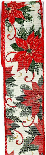 Iliadis Clasic Poinsettia Christmas Ribbon Red 900x6.7cm 1pc