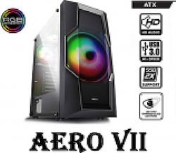 Armaggeddon Aero VII Gaming Midi Tower Computer Case with Window Panel and RGB Lighting Black