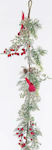Eurolamp Χριστουγεννιάτικο Διακοσμητικό Πλαστικό Λουλούδι Μήκους 153εκ. με Berry και Πουλάκια 2τμχ