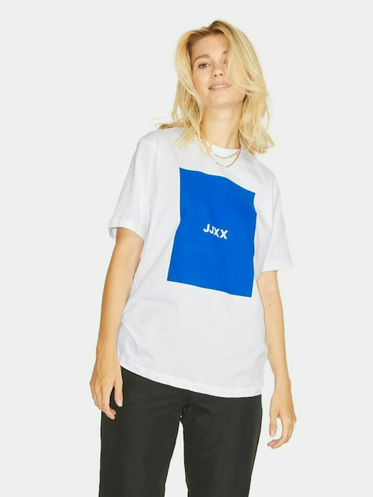 Jack & Jones Women's Athletic T-shirt White/Blue