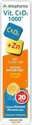Arkopharma Vitamin C & D3 +Zn Βιταμίνη 1000iu 1000mg Πορτοκάλι 20 αναβράζοντα δισκία