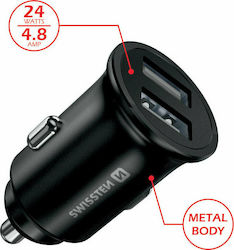 Swissten Încărcător Auto cu Porturi 2xUSB-A