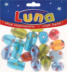 Luna Glass Craft Bead Multicolor Glass Cylindrical Polka Dot Beads 50gr 000620020