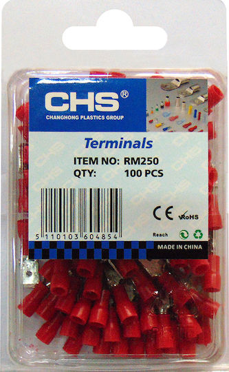 CHS Insulated Quick Disconnect Terminal 6.35mm Red 100pcs RM250