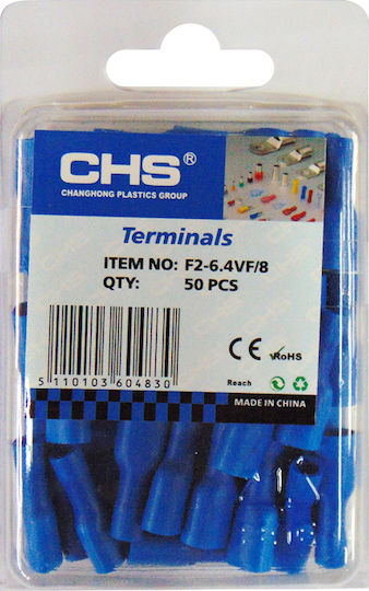 CHS mit Isolierung 6.4mm Blau (F2-6.4VF/8) in einem Set von 50Stück