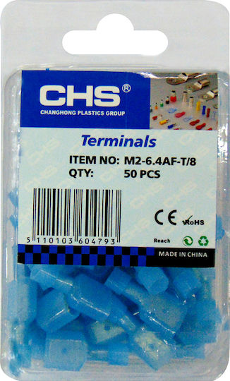 CHS Insulated Quick Disconnect Terminal 6.4mm Blue 50pcs M2-6.4AF-T/8