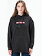 Long Women's Sweatshirt Hooded Black