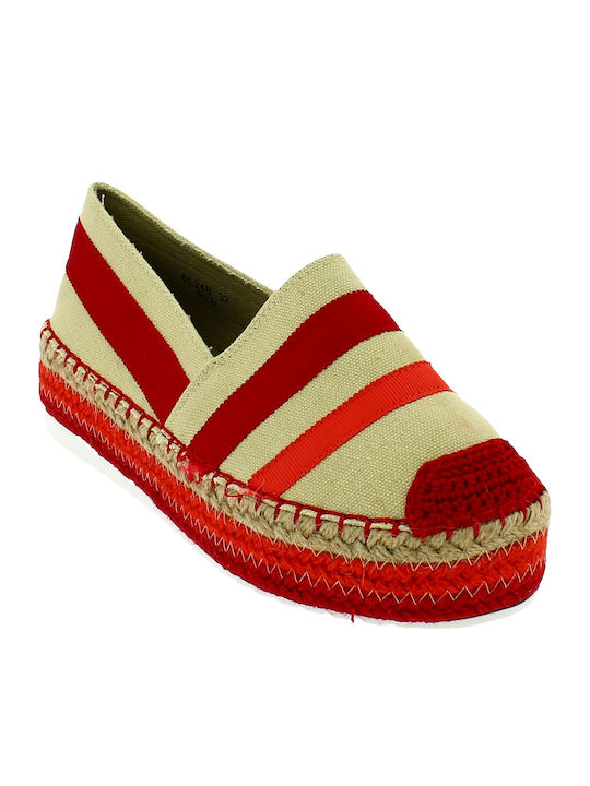IQ Shoes BL248 Υφασμάτινες Γυναικείες Εσπαντρίγιες σε Κόκκινο Χρώμα