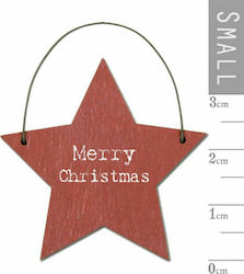 Synchronia Wood Christmas Decorative Pendant Star 4x4cm Red